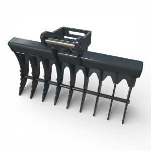 Grebla miniexcavator pentru nivelare sol si finisare santuri
